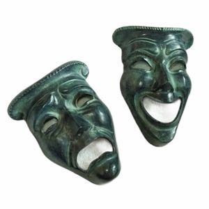 Vintage Solid Brass Theatrical Comedy/Tragedy Masks